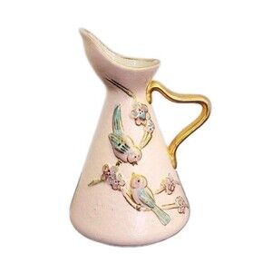 Hull Pottery Pink Serenade Pitcher S2 Birds Songbirds Springtime Ewer Vtg 1957